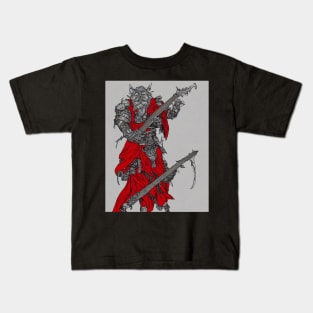 Bear Monster Playing Flaming Axe Bass Guitar Kids T-Shirt